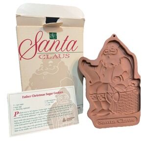 NEW Longaberger Santa Claus Pottery Cookie Chocolate Mold Vintage‎ 1992 Redware